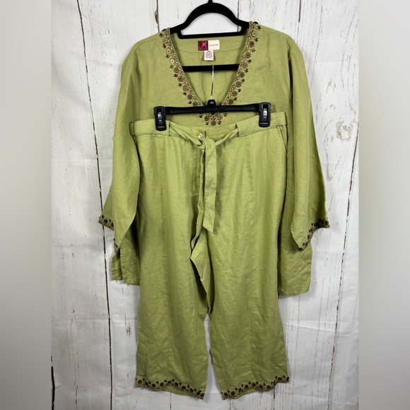 JM Collection Tops - JM Collection Olive Embellished Blouse